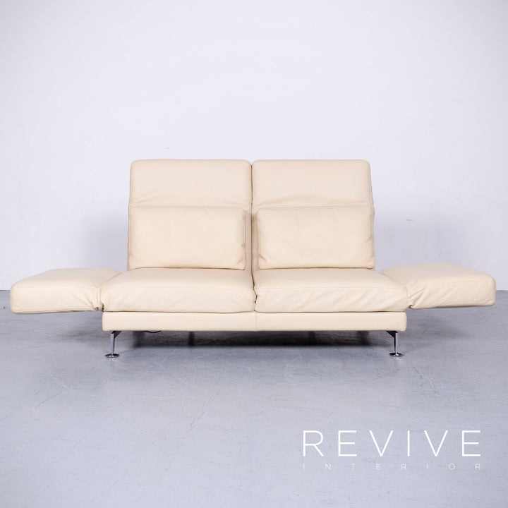 Brühl Moule Designer Leder Sofa Creme Echtleder Zweisitzer Couch Funktion #6590