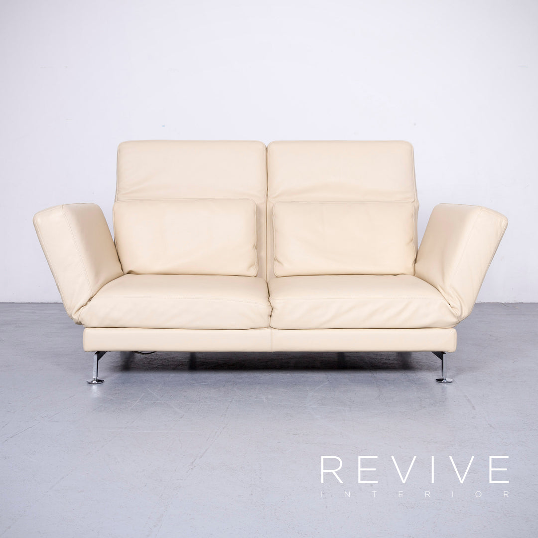 Brühl Moule Designer Leder Sofa Creme Echtleder Zweisitzer Couch Funktion #6590