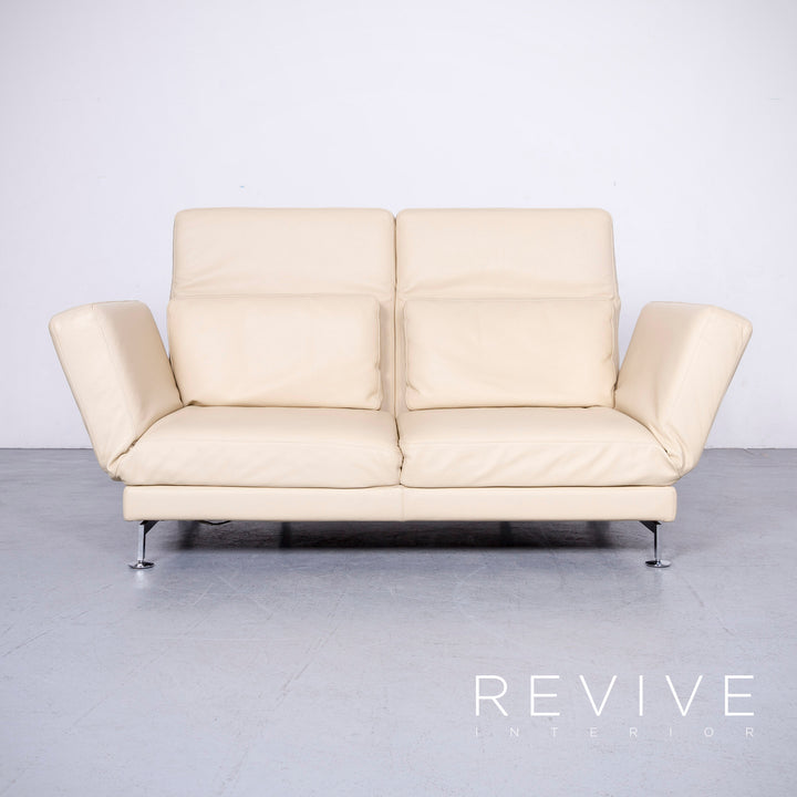 Brühl Moule Designer Leder Sofa Creme Echtleder Zweisitzer Couch Funktion #6590
