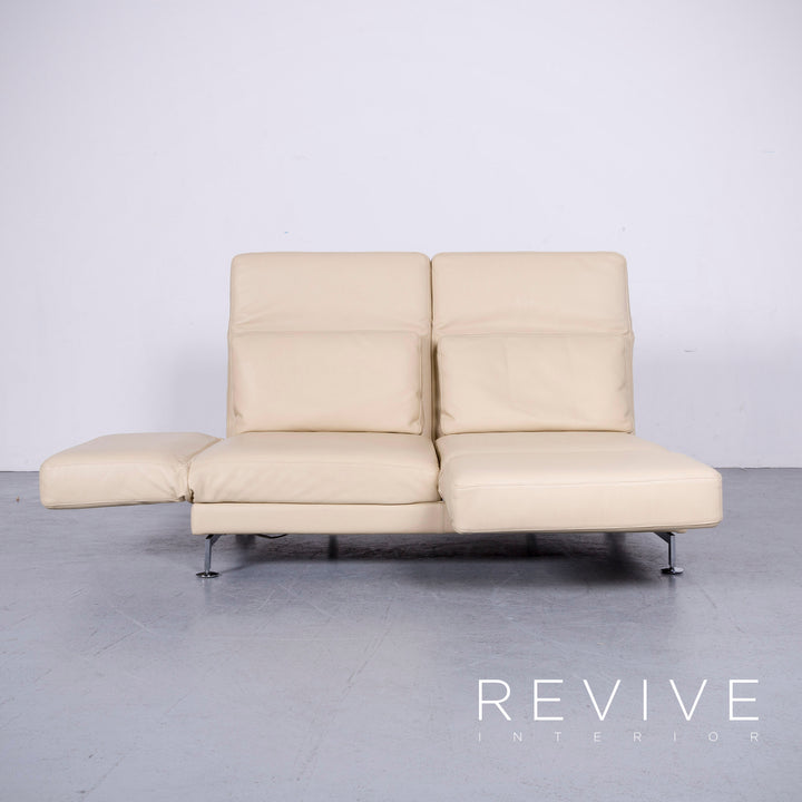 Brühl Moule Designer Leder Sofa Creme Echtleder Zweisitzer Couch Funktion #6590