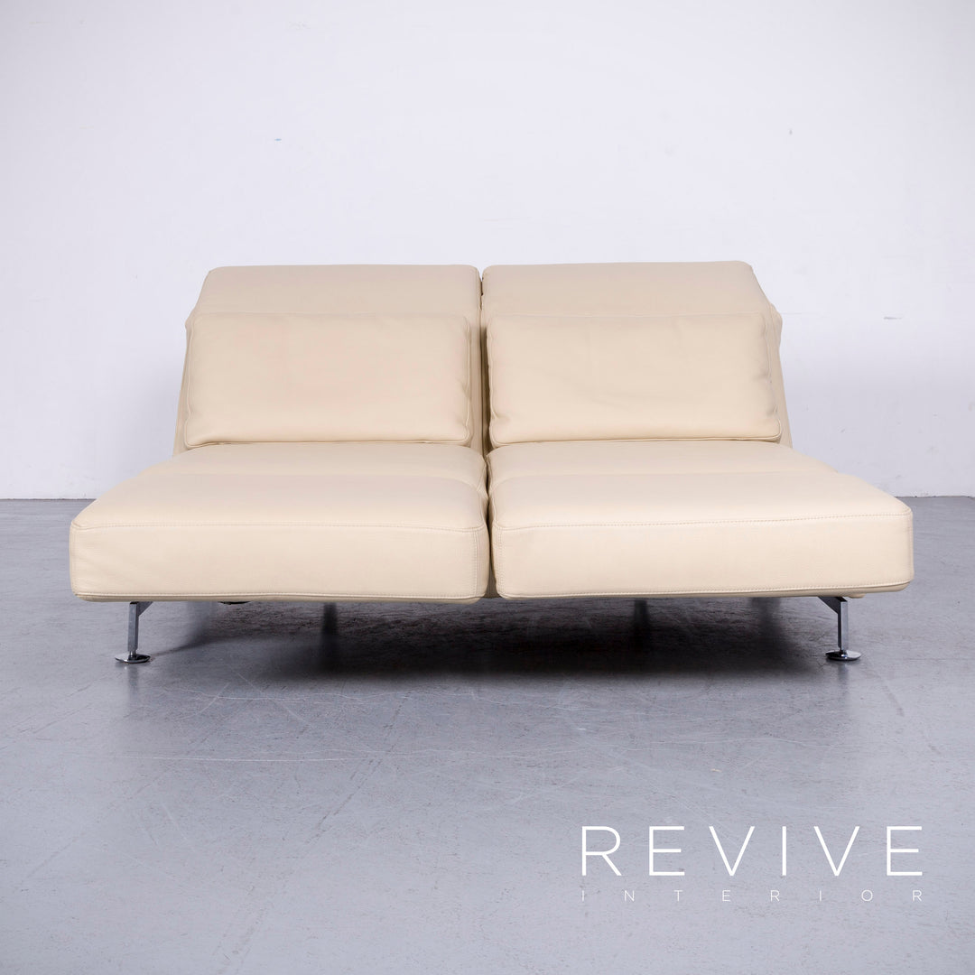 Brühl Moule Designer Leder Sofa Creme Echtleder Zweisitzer Couch Funktion #6590