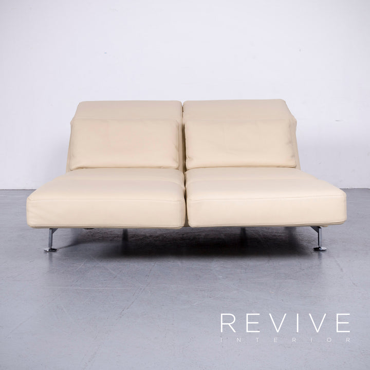 Brühl Moule Designer Leder Sofa Creme Echtleder Zweisitzer Couch Funktion #6590