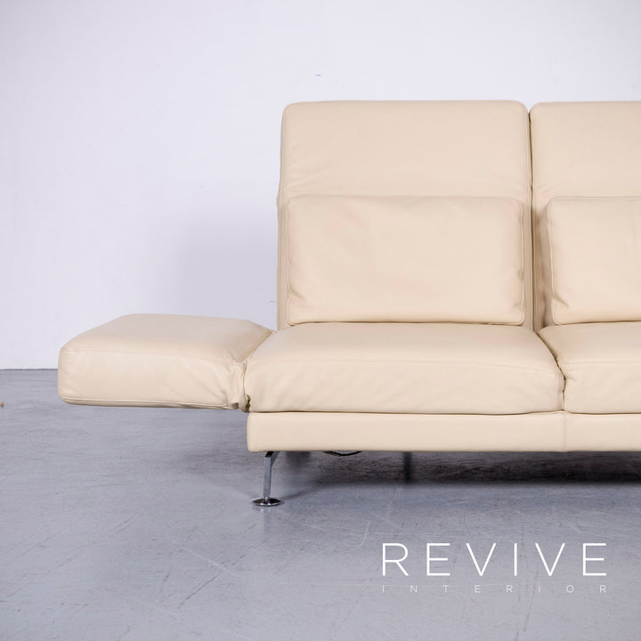 Brühl Moule Designer Leder Sofa Creme Echtleder Zweisitzer Couch Funktion #6590