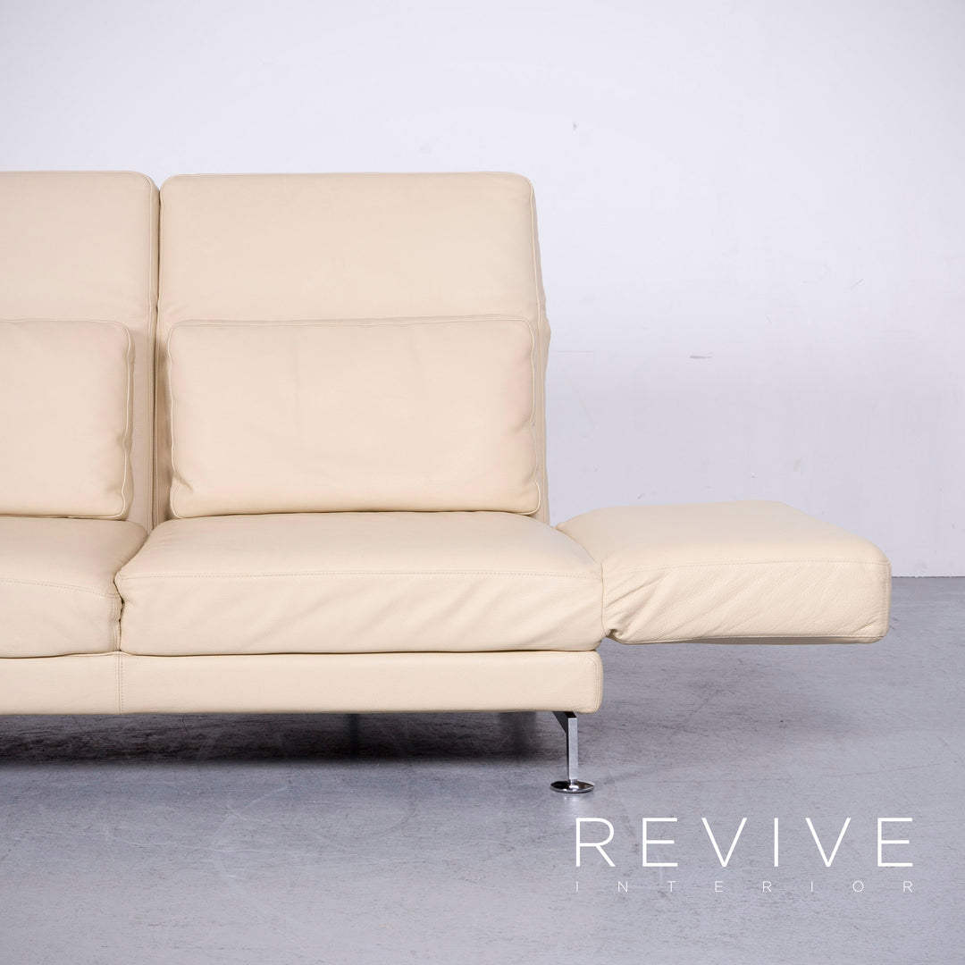 Brühl Moule Designer Leder Sofa Creme Echtleder Zweisitzer Couch Funktion #6590