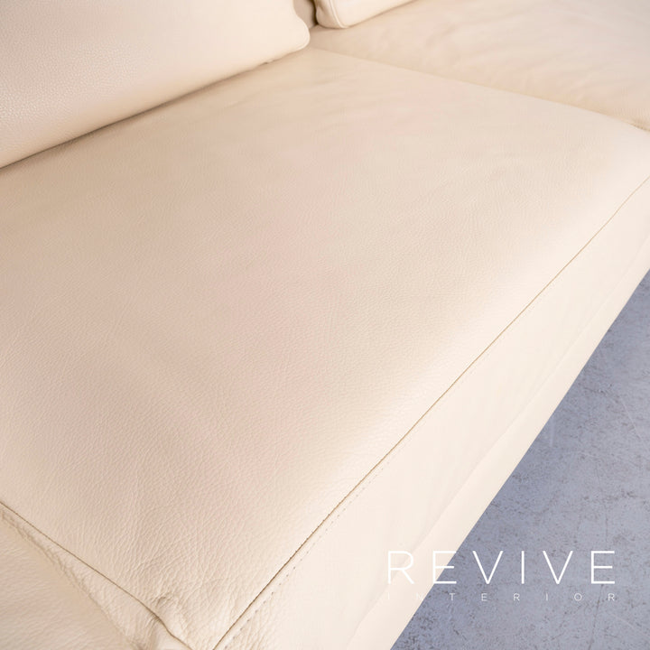 Brühl Moule Designer Leder Sofa Creme Echtleder Zweisitzer Couch Funktion #6590