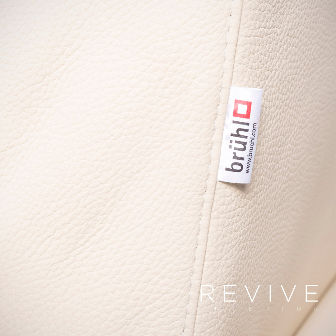 Brühl Moule Designer Leder Sofa Creme Echtleder Zweisitzer Couch Funktion #6590