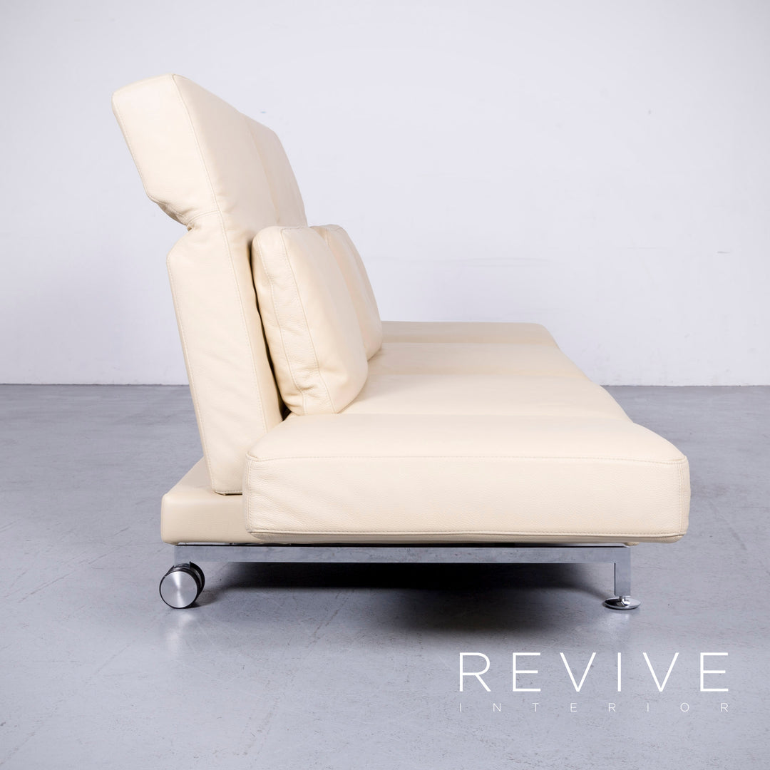 Brühl Moule Designer Leder Sofa Creme Echtleder Zweisitzer Couch Funktion #6590
