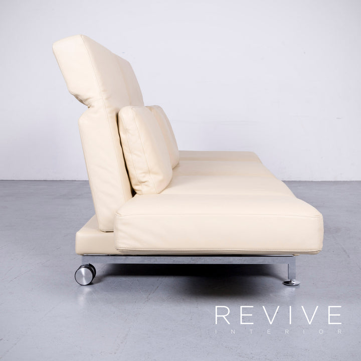 Brühl Moule Designer Leder Sofa Creme Echtleder Zweisitzer Couch Funktion #6590