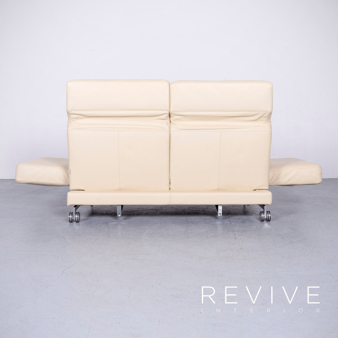 Brühl Moule Designer Leder Sofa Creme Echtleder Zweisitzer Couch Funktion #6590