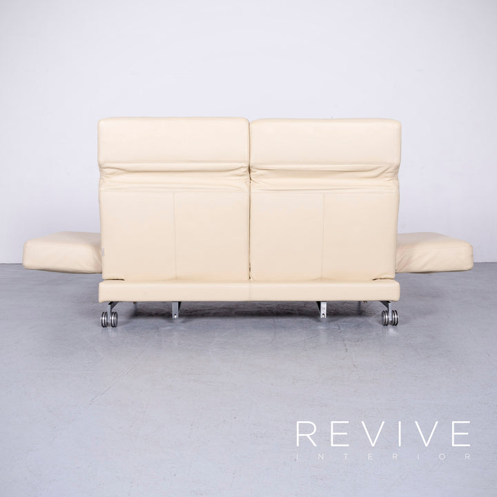 Brühl Moule Designer Leder Sofa Creme Echtleder Zweisitzer Couch Funktion #6590