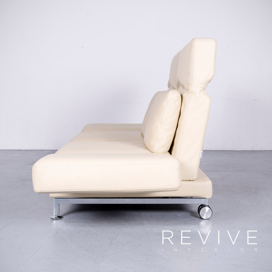 Brühl Moule Designer Leder Sofa Creme Echtleder Zweisitzer Couch Funktion #6590