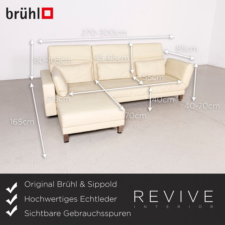 Brühl & Sippold Moule leather sofa beige corner sofa real leather #8176