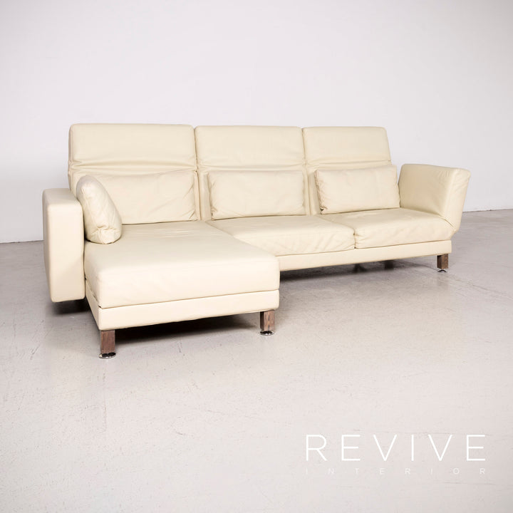 Brühl & Sippold Moule leather sofa beige corner sofa real leather #8176