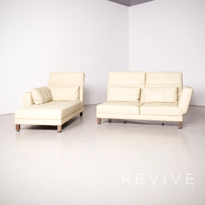 Brühl & Sippold Moule leather sofa beige corner sofa real leather #8176