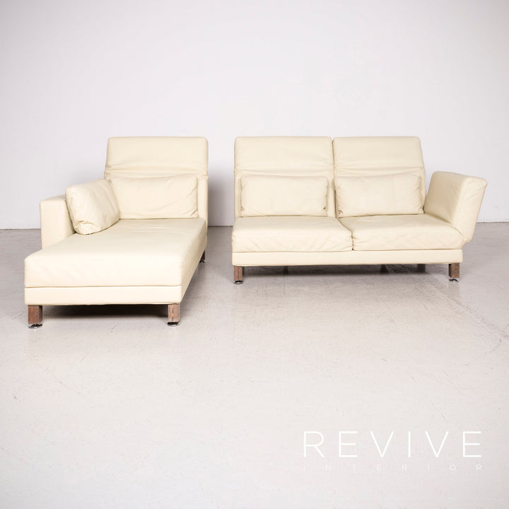 Brühl & Sippold Moule leather sofa beige corner sofa real leather #8176