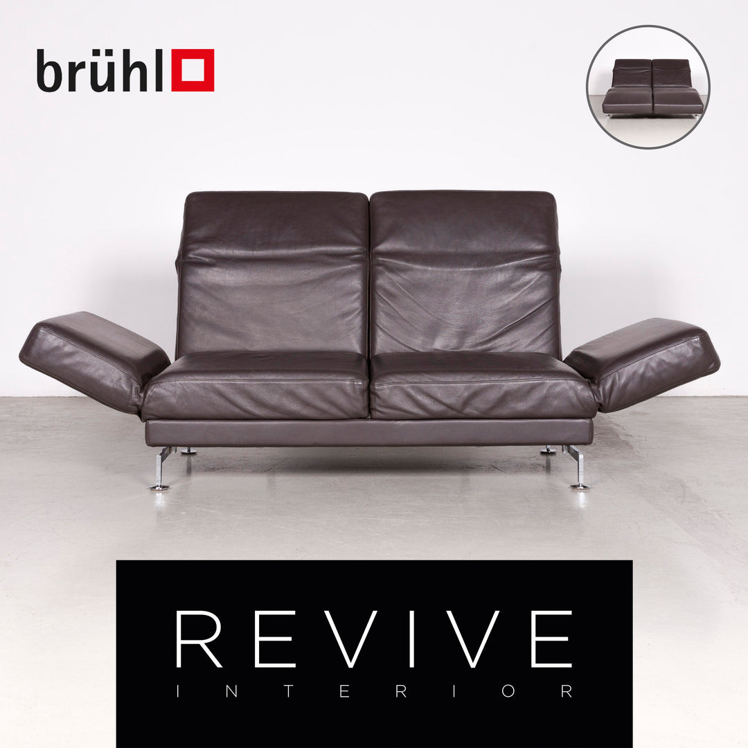 Brühl Moule Designer Leder Sofa Braun Echtleder Zweisitzer Couch #7388