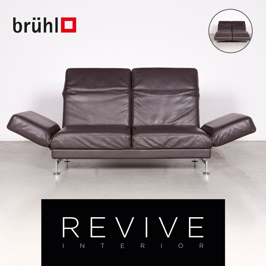 Brühl Moule Designer Leder Sofa Braun Echtleder Zweisitzer Couch #7388