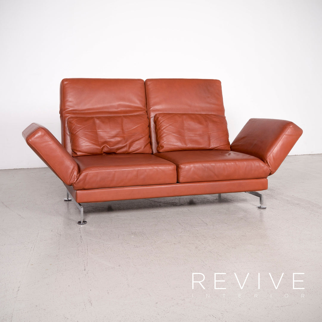 Brühl Moule Designer Leder Sofa Braun Echtleder Zweisitzer Couch Funktion Relax #8081