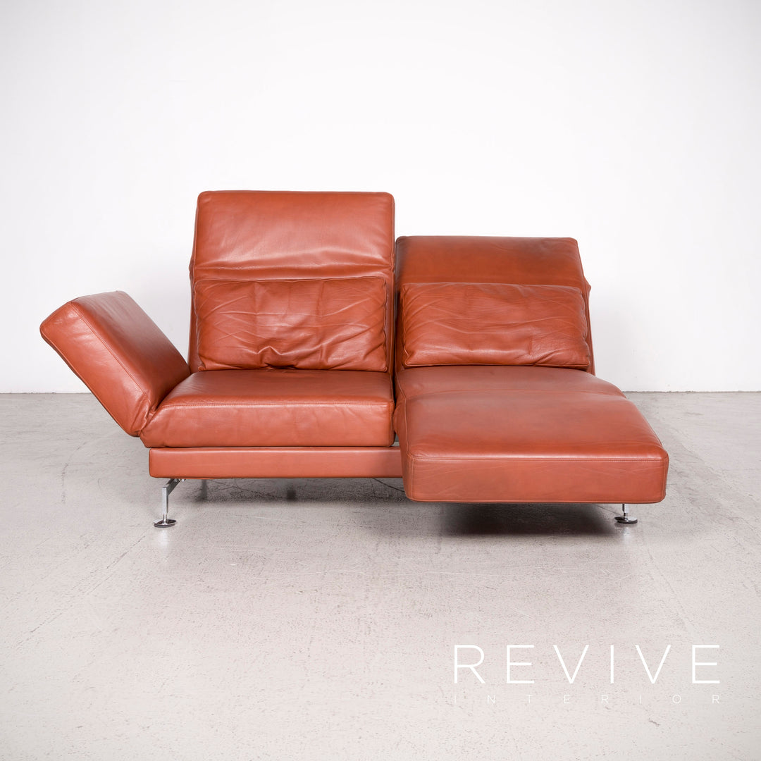 Brühl Moule Designer Leder Sofa Braun Echtleder Zweisitzer Couch Funktion Relax #8081