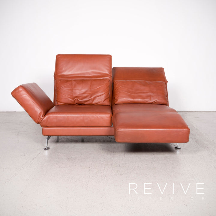 Brühl Moule Designer Leder Sofa Braun Echtleder Zweisitzer Couch Funktion Relax #8081