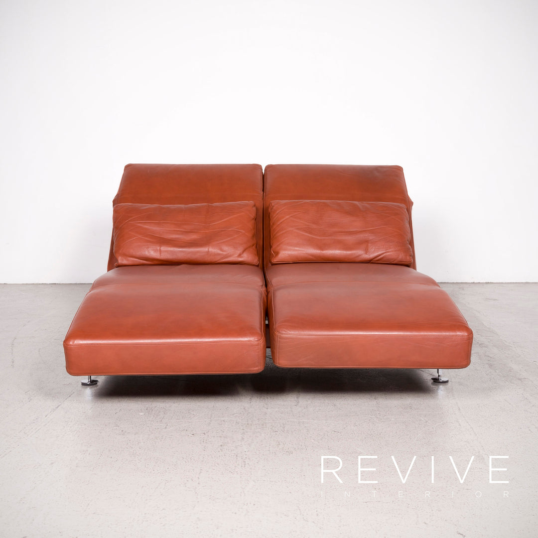 Brühl Moule Designer Leder Sofa Braun Echtleder Zweisitzer Couch Funktion Relax #8081