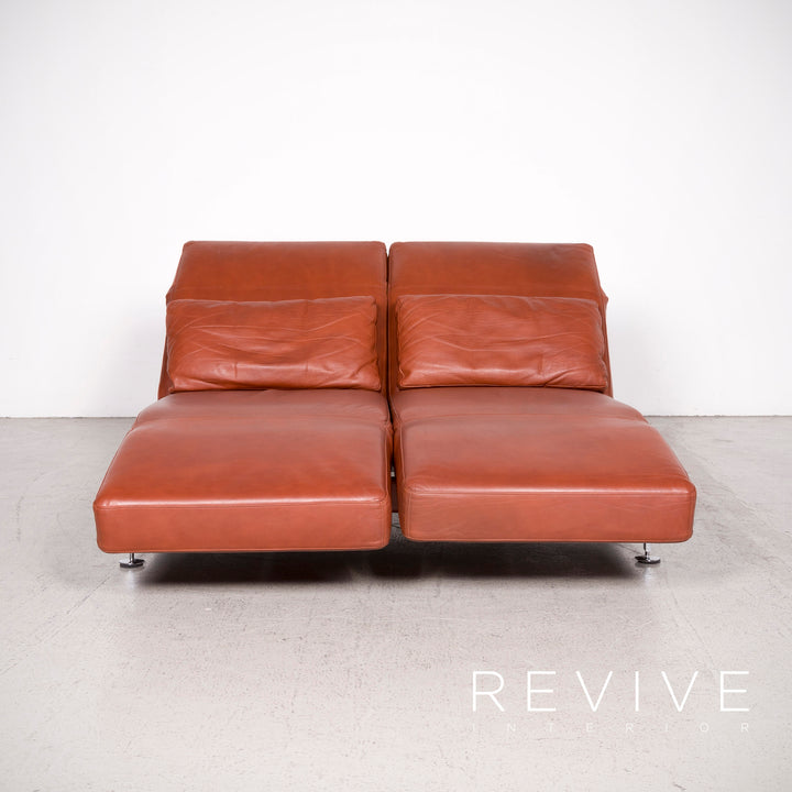 Brühl Moule Designer Leder Sofa Braun Echtleder Zweisitzer Couch Funktion Relax #8081