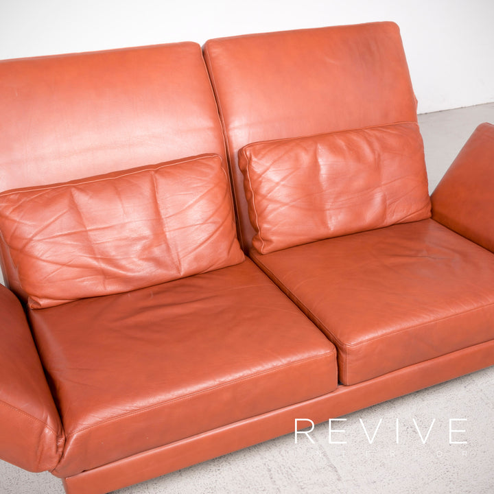 Brühl Moule Designer Leder Sofa Braun Echtleder Zweisitzer Couch Funktion Relax #8081