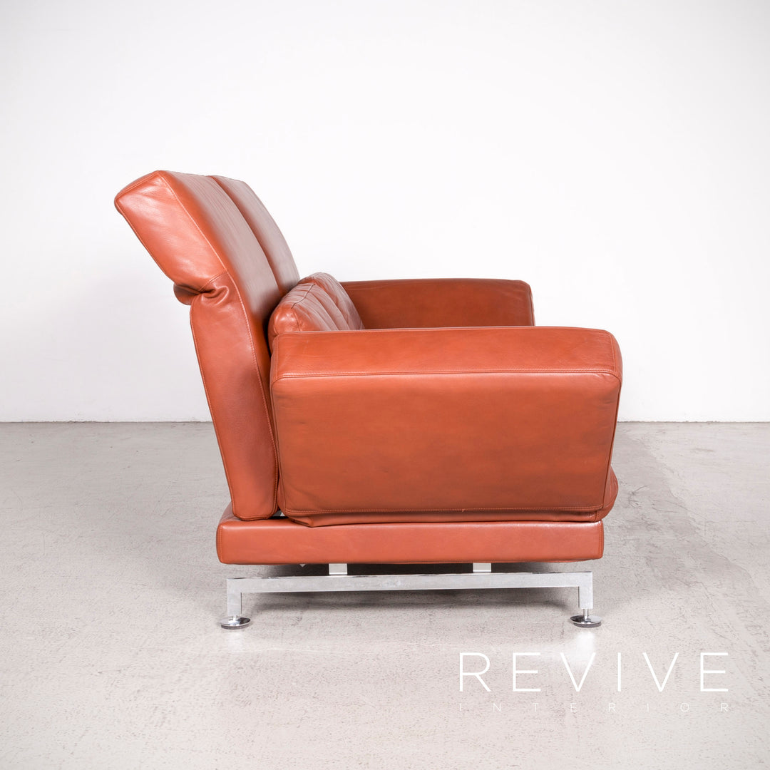 Brühl Moule Designer Leder Sofa Braun Echtleder Zweisitzer Couch Funktion Relax #8081
