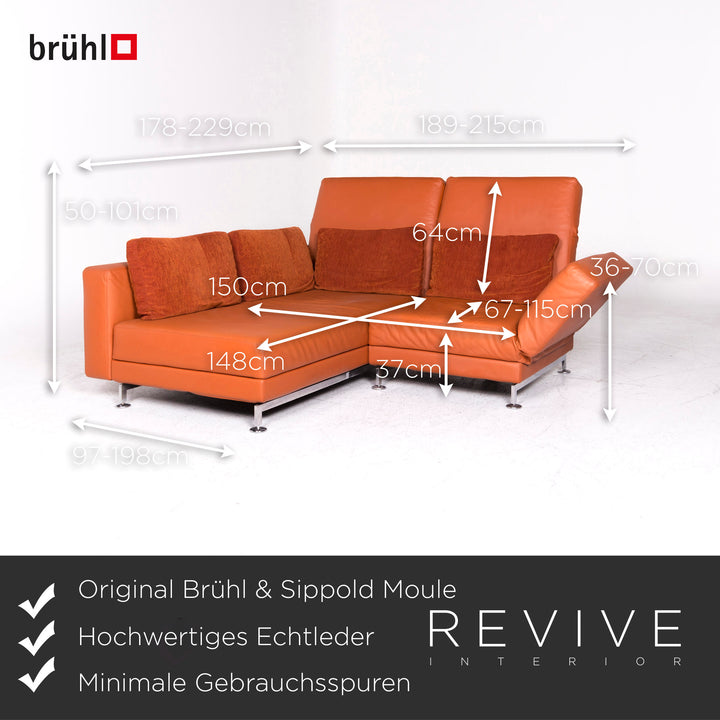 Brühl Moule Designer Leder Sofa Orange Ecksofa Funktion #8213