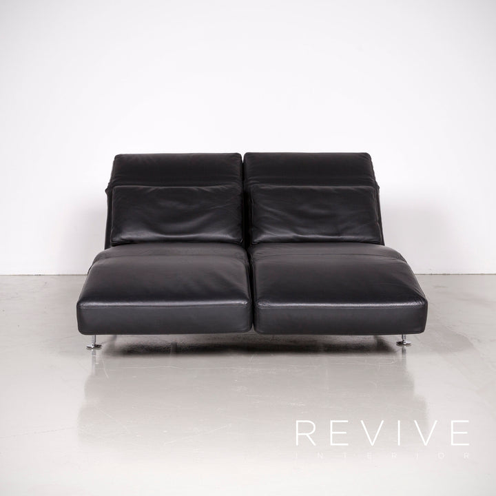 Brühl Moule Designer Leder Sofa Schwarz Echtleder Zweisitzer Couch Funktion #6988