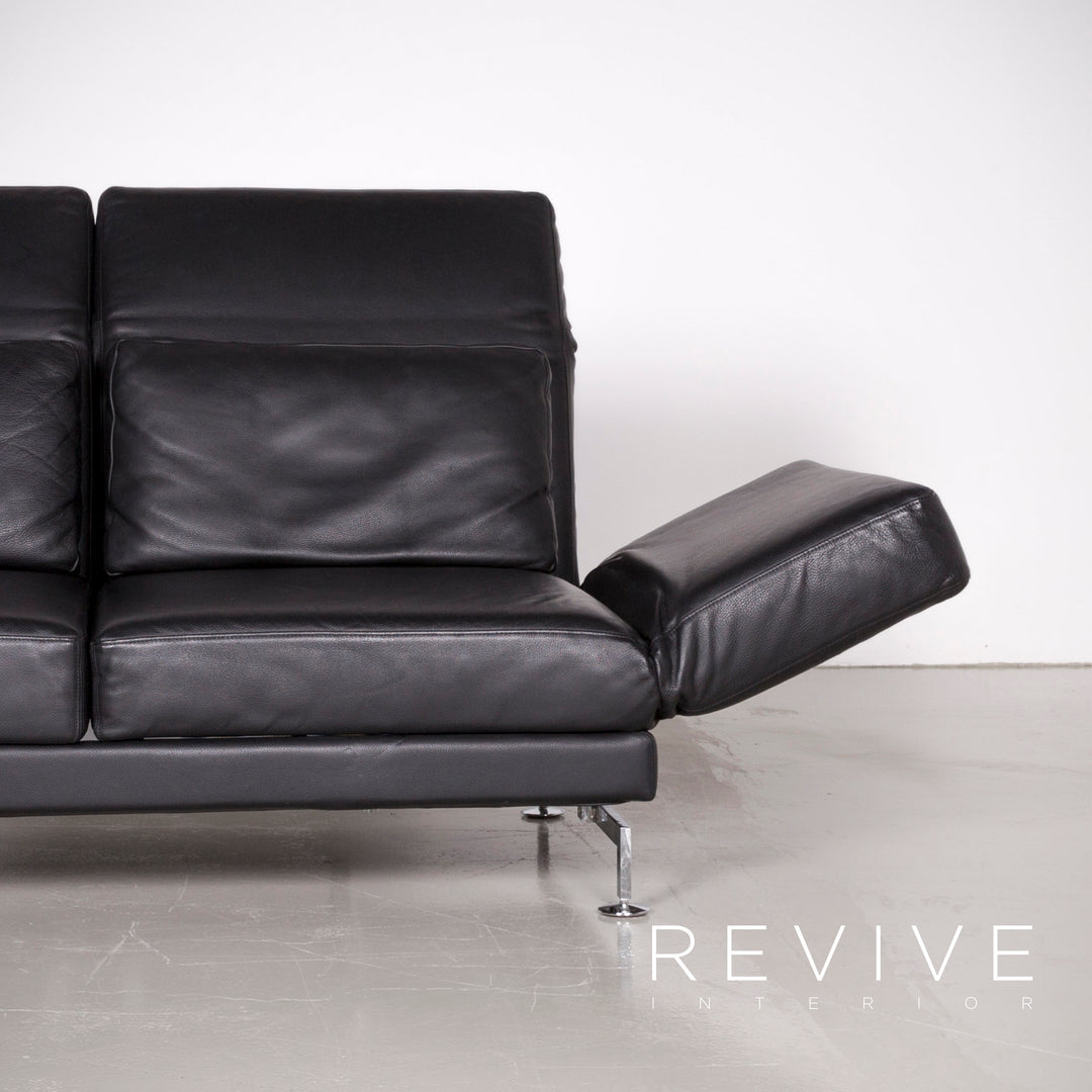 Brühl Moule Designer Leder Sofa Schwarz Echtleder Zweisitzer Couch Funktion #6988