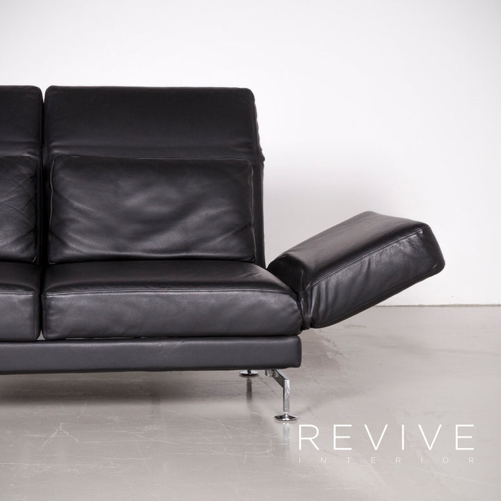 Brühl Moule Designer Leder Sofa Schwarz Echtleder Zweisitzer Couch Funktion #6988