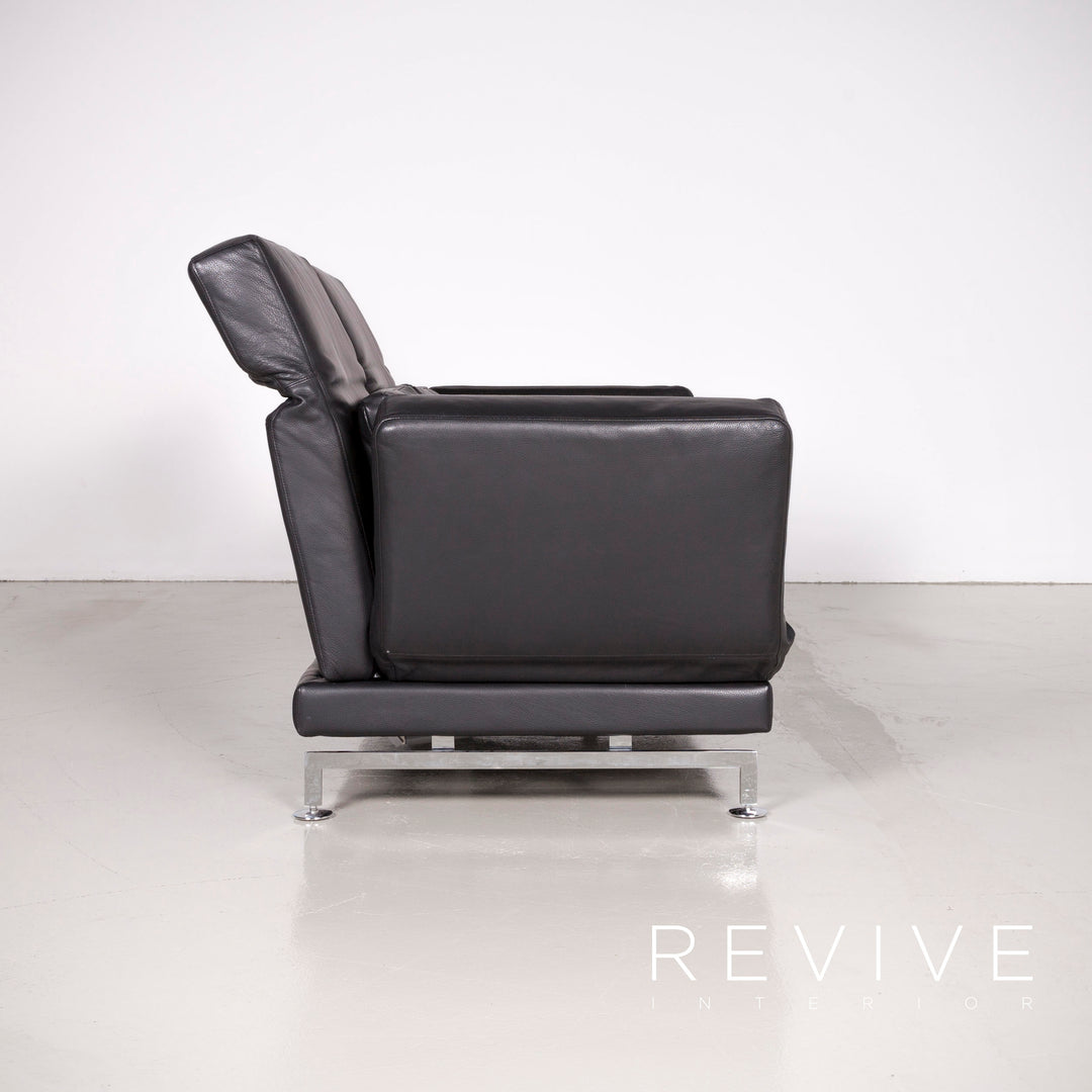 Brühl Moule Designer Leder Sofa Schwarz Echtleder Zweisitzer Couch Funktion #6988