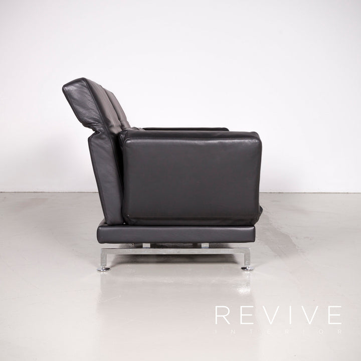 Brühl Moule Designer Leder Sofa Schwarz Echtleder Zweisitzer Couch Funktion #6988