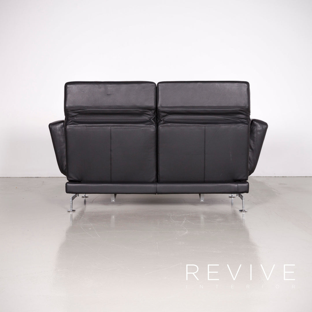 Brühl Moule Designer Leder Sofa Schwarz Echtleder Zweisitzer Couch Funktion #6988