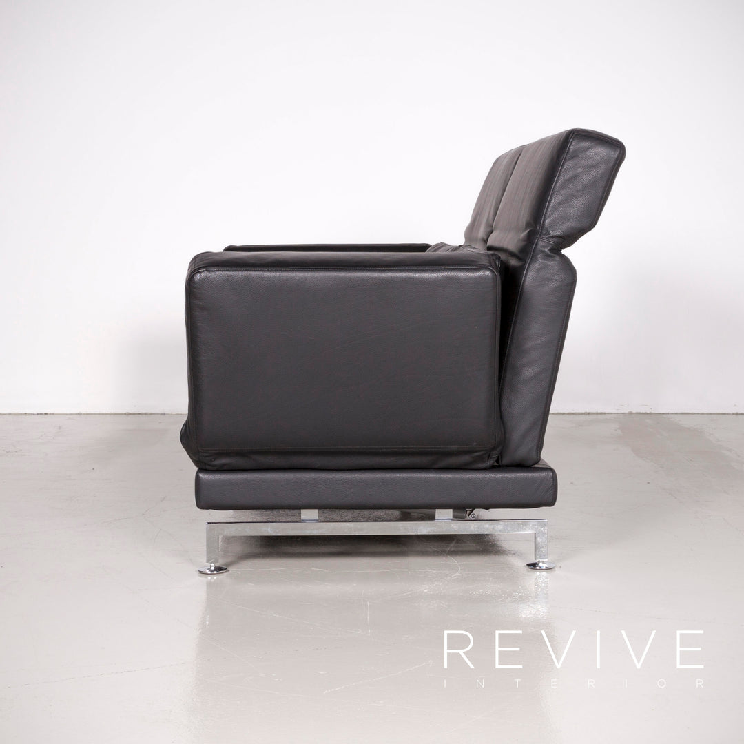 Brühl Moule Designer Leder Sofa Schwarz Echtleder Zweisitzer Couch Funktion #6988
