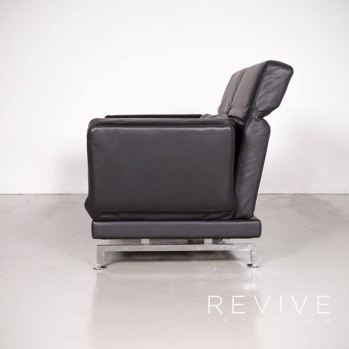 Brühl Moule Designer Leder Sofa Schwarz Echtleder Zweisitzer Couch Funktion #6988
