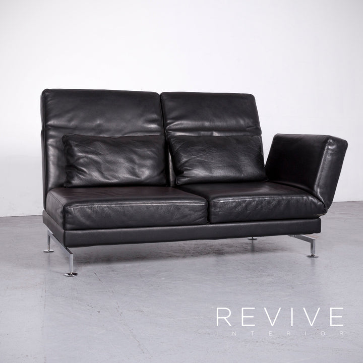Brühl Moule Designer Leder Sofa Schwarz Echtleder Zweisitzer Couch Funktion #6889