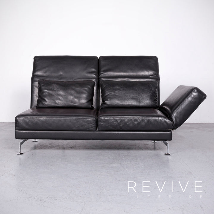 Brühl Moule Designer Leder Sofa Schwarz Echtleder Zweisitzer Couch Funktion #6889