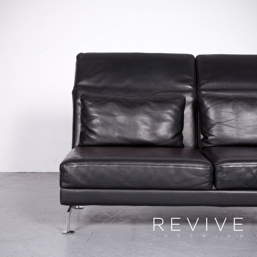 Brühl Moule Designer Leder Sofa Schwarz Echtleder Zweisitzer Couch Funktion #6889