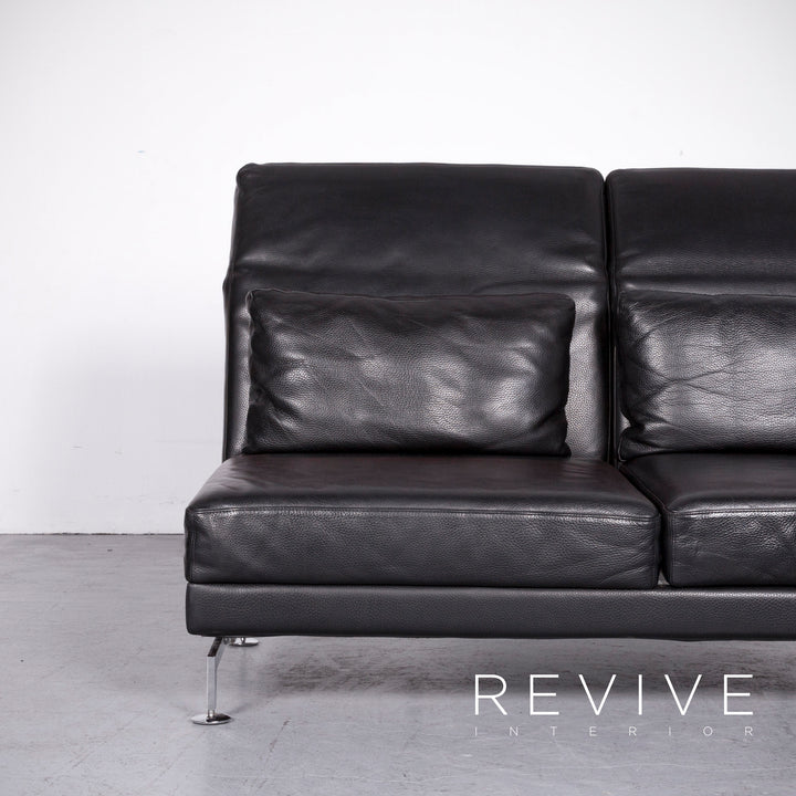 Brühl Moule Designer Leder Sofa Schwarz Echtleder Zweisitzer Couch Funktion #6889