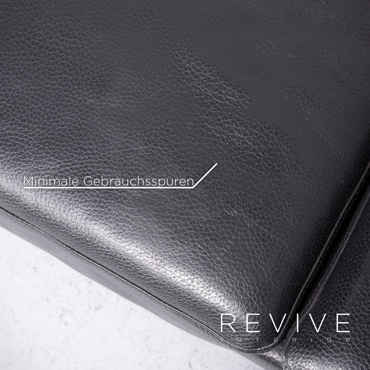 Brühl Moule Designer Leder Sofa Schwarz Echtleder Zweisitzer Couch Funktion #6889