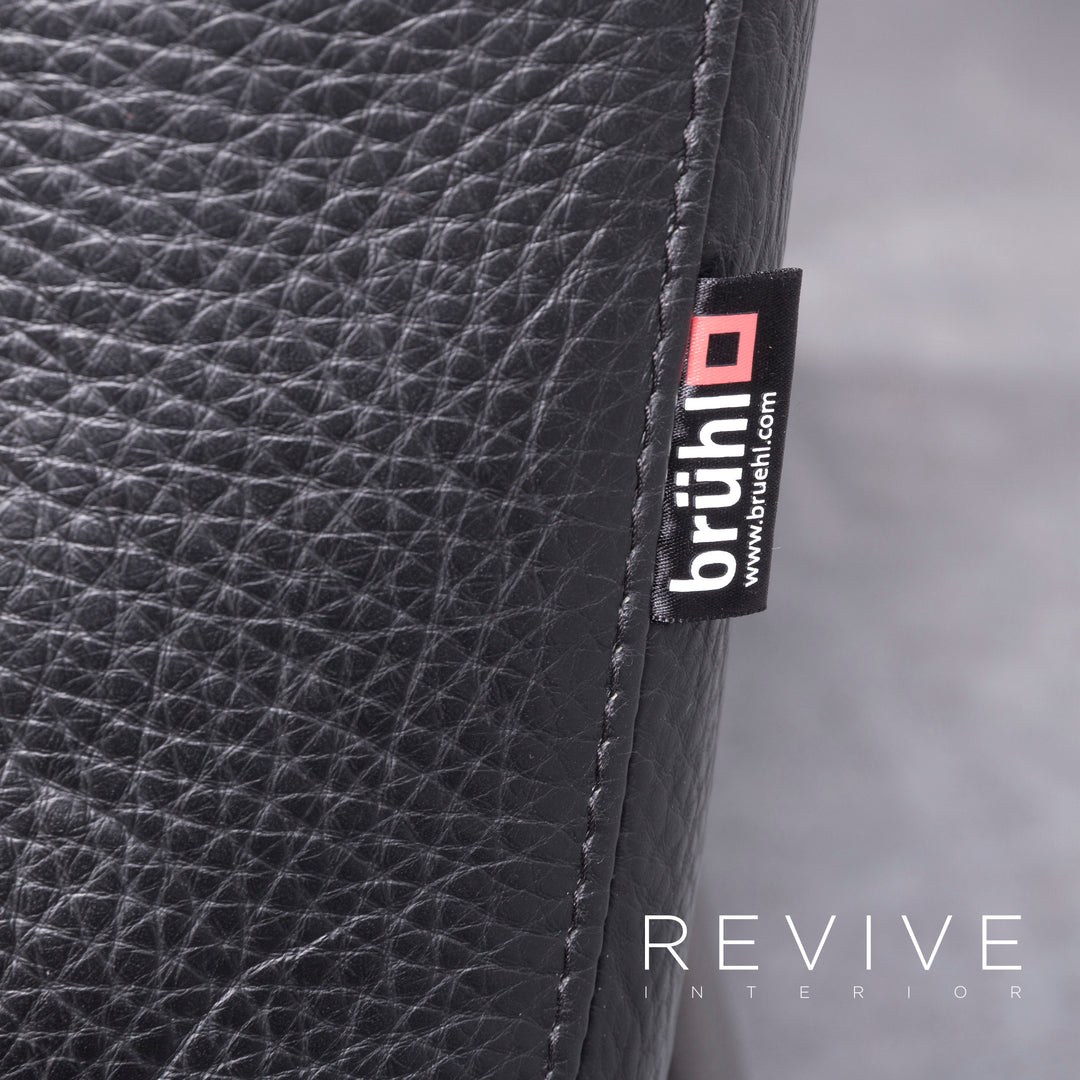 Brühl Moule Designer Leder Sofa Schwarz Echtleder Zweisitzer Couch Funktion #6889