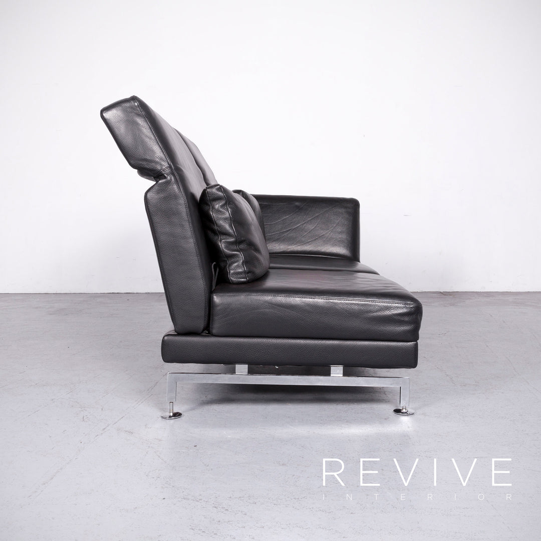 Brühl Moule Designer Leder Sofa Schwarz Echtleder Zweisitzer Couch Funktion #6889