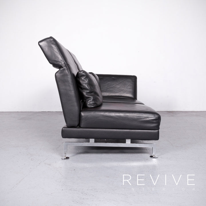 Brühl Moule Designer Leder Sofa Schwarz Echtleder Zweisitzer Couch Funktion #6889