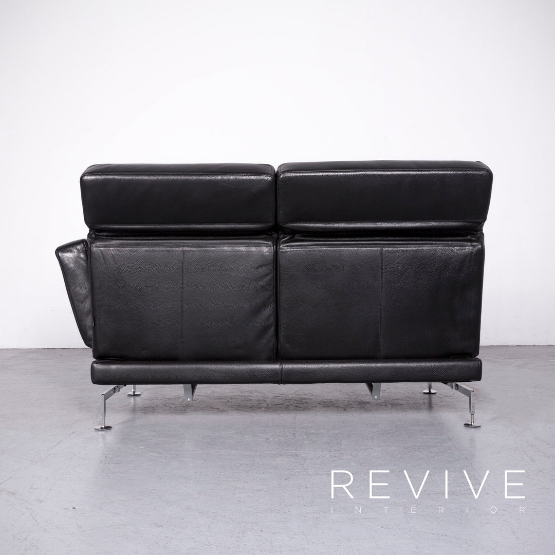 Brühl Moule Designer Leder Sofa Schwarz Echtleder Zweisitzer Couch Funktion #6889
