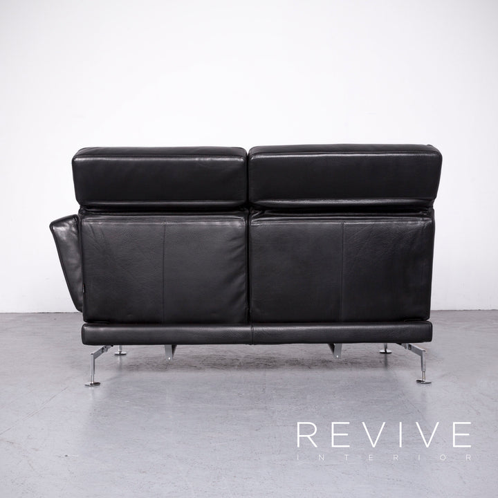 Brühl Moule Designer Leder Sofa Schwarz Echtleder Zweisitzer Couch Funktion #6889