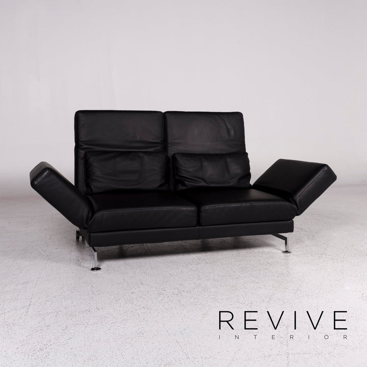 Brühl Moule Leder Sofa Schwarz Zweisitzer Relax Funktion Couch #10007