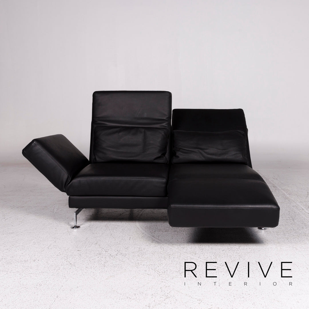 Brühl Moule Leder Sofa Schwarz Zweisitzer Relax Funktion Couch #10007
