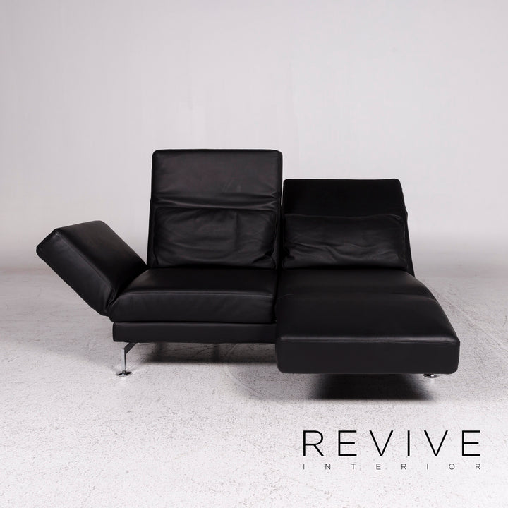 Brühl Moule Leder Sofa Schwarz Zweisitzer Relax Funktion Couch #10007